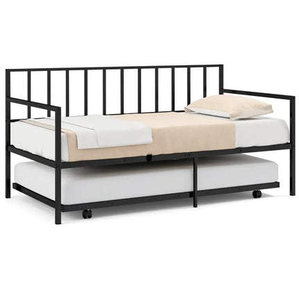 Twin Size Daybed and Trundle Frame Set Trundle Bedframe - Black - Trundle Bed Frame