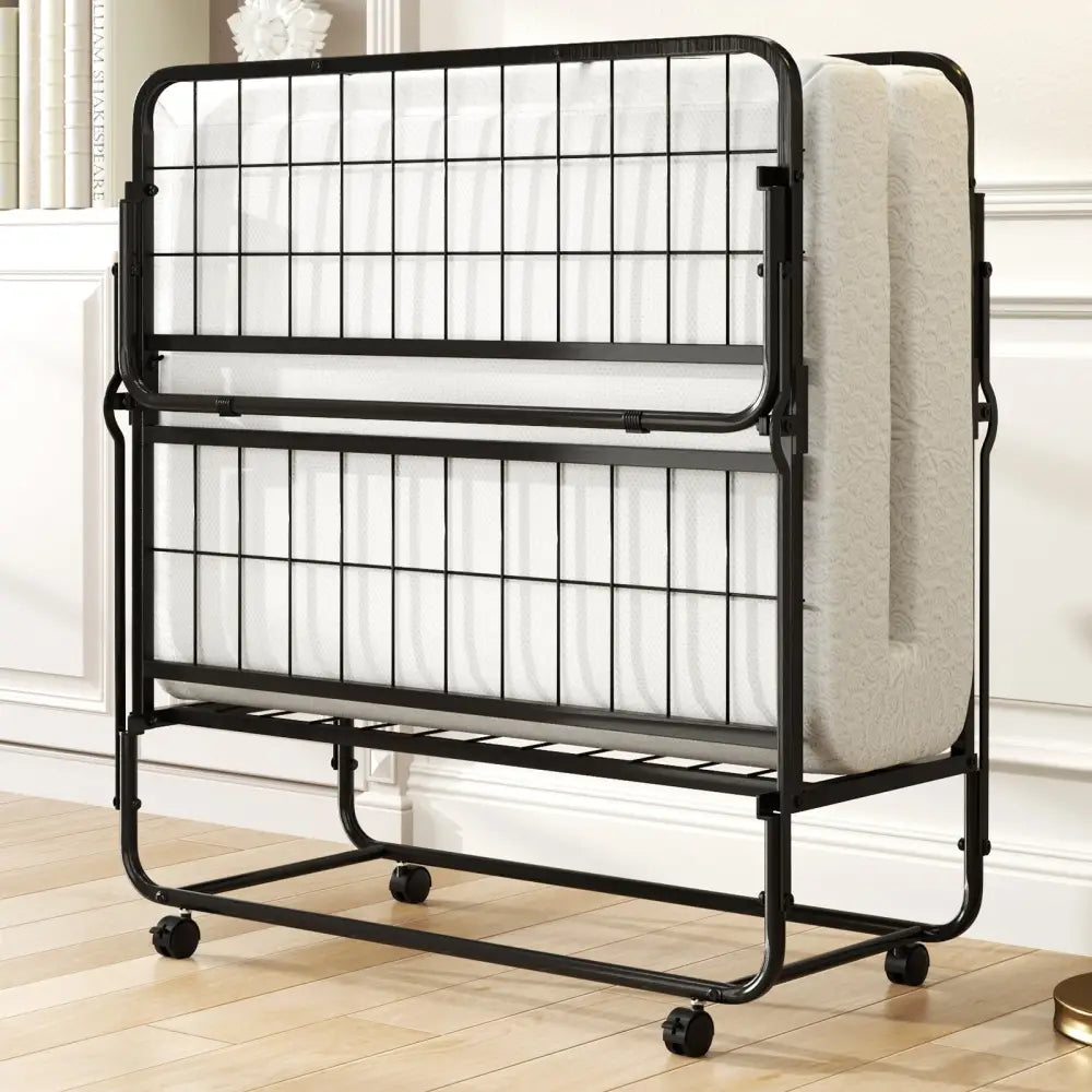Twin Size Folding Bed with Memory Foam Mattress and Heavy-duty Metal Frame - Folding Beds