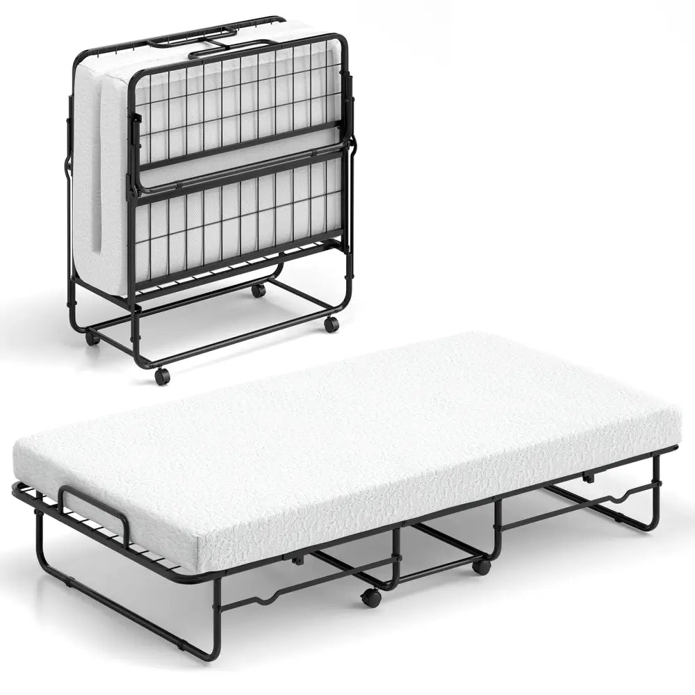 Twin Size Folding Bed with Memory Foam Mattress and Heavy-duty Metal Frame - Folding Beds
