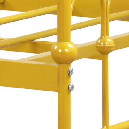Twin Size Golden Metal Daybed with Trundle and Lockable Wheels-Twin Size - Golden - Trundle Bed Frame