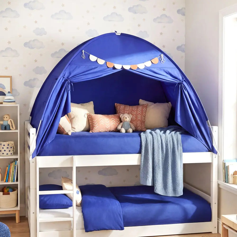 Twin Size Indoor Canopy Tent for Kids with 2 Window and Suits 3+-Navy - Navy - Play Tents & Playhouse