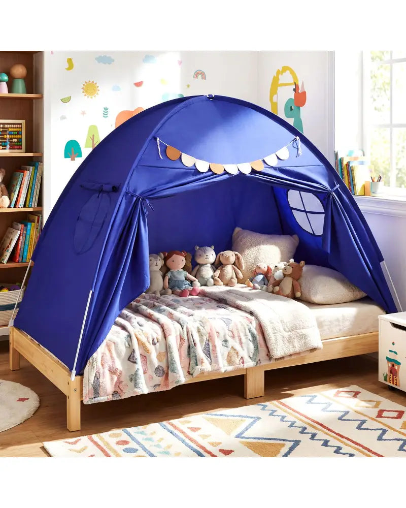 Twin Size Indoor Canopy Tent for Kids with 2 Window and Suits 3+-Navy - Navy - Play Tents & Playhouse