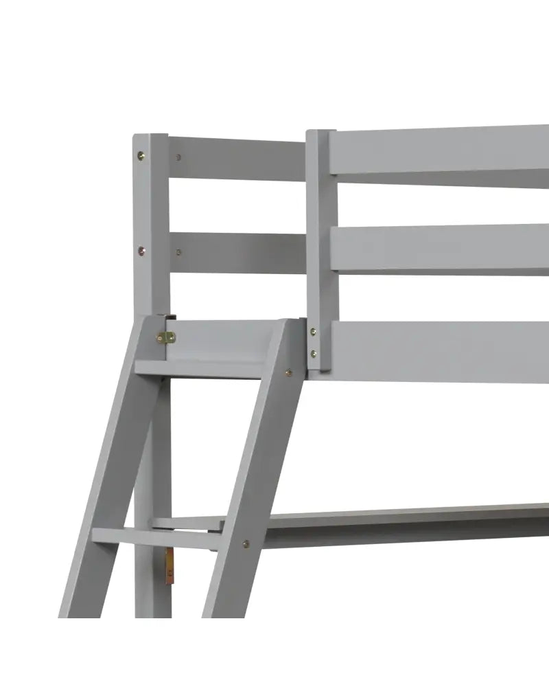 Twin Size Loft Bed with Desk and Bookshelves for Kids and Teens-Gray - Gray - Bunk Bed Frame