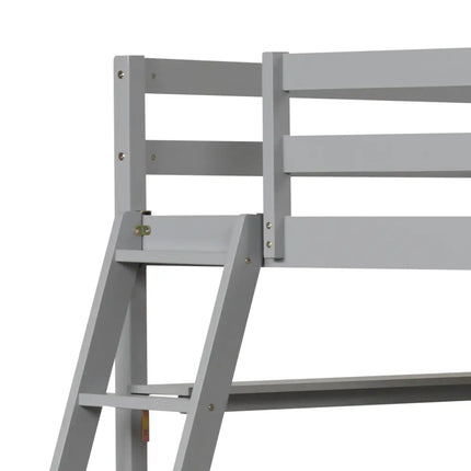 Twin Size Loft Bed with Desk and Bookshelves for Kids and Teens-Gray - Gray - Bunk Bed Frame