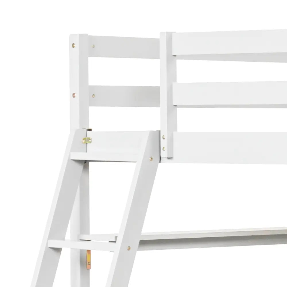 Twin Size Loft Bed with Desk and Bookshelves for Kids and Teens-White - White - Bunk Bed Frame