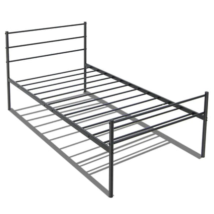 Twin Size Metal Bed Frame Platform with Headboard-Black - Black - Simple Bed Frame