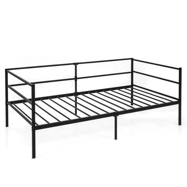 Twin Size Metal Daybed Frame for Living Room Bedroom - Black - Trundle Bed Frame