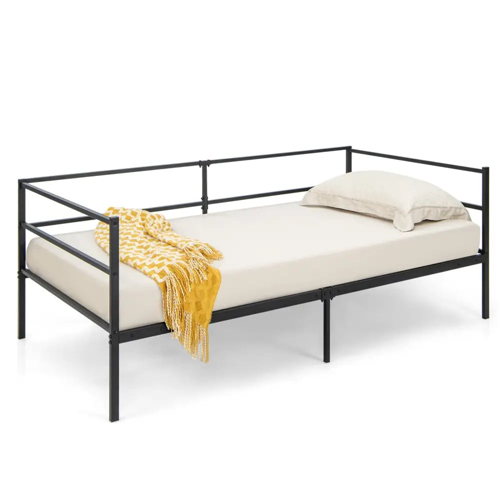 Twin Size Metal Daybed Frame for Living Room Bedroom - Black - Trundle Bed Frame