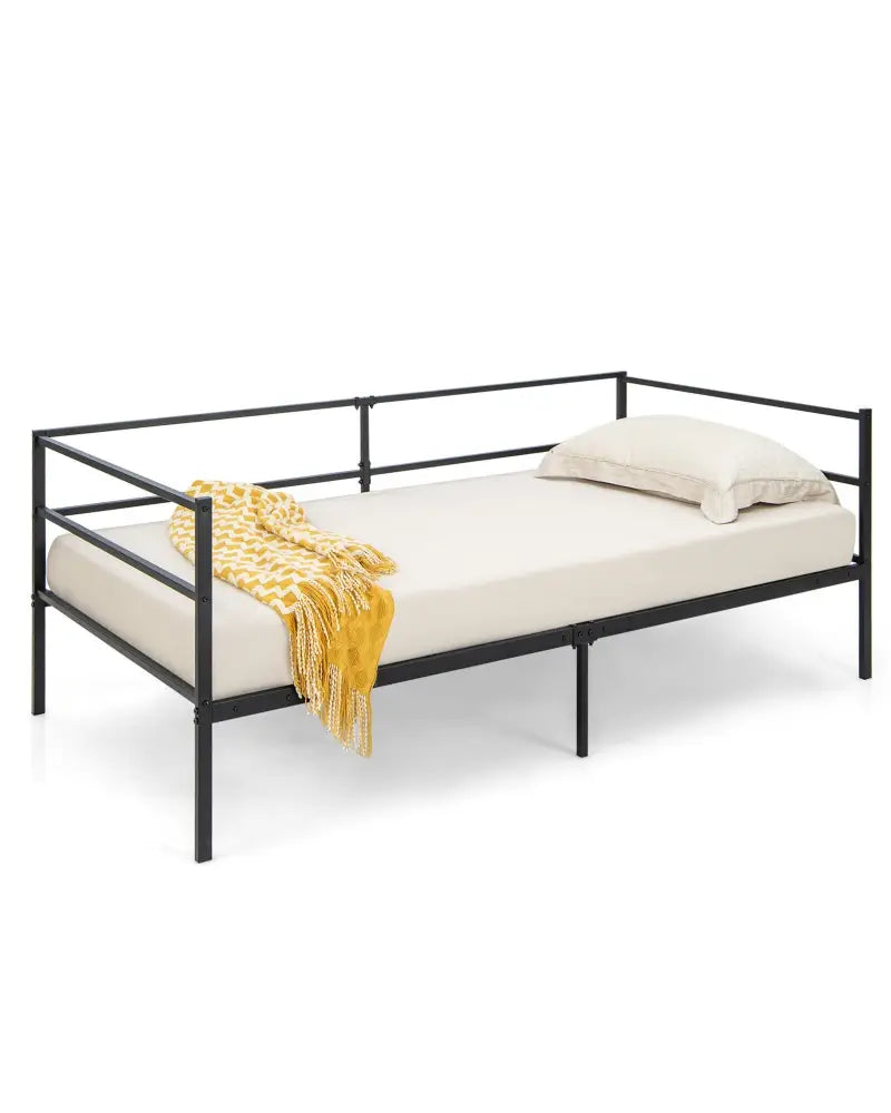 Twin Size Metal Daybed Frame for Living Room Bedroom - Black - Trundle Bed Frame