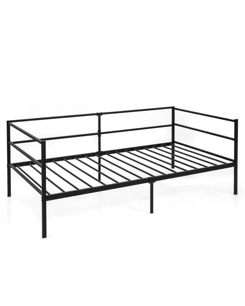 Twin Size Metal Daybed Frame for Living Room Bedroom - Black - Trundle Bed Frame