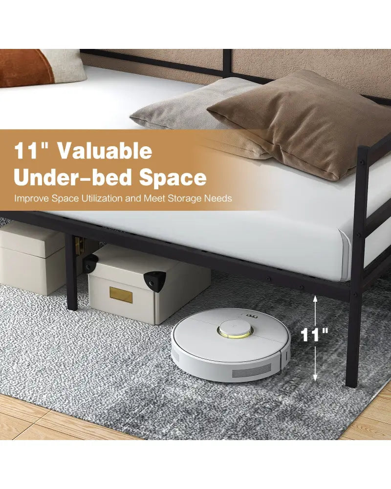 Twin Size Metal Daybed Frame for Living Room Bedroom - Black - Trundle Bed Frame