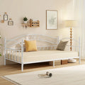 Twin Size Metal Daybed Frame with Headboard for Bedroom-White - White - Trundle Bed Frame
