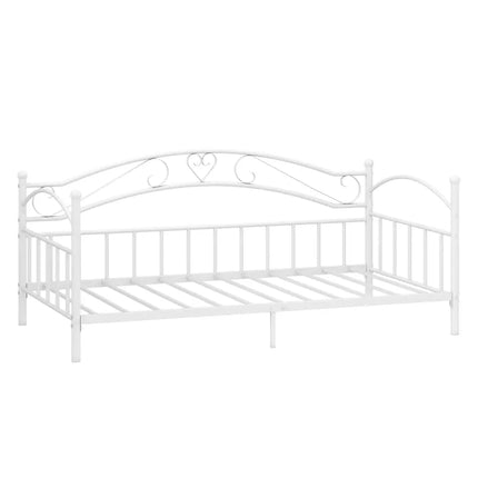 Twin Size Metal Daybed Frame with Headboard for Bedroom-White - White - Trundle Bed Frame