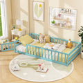 Twin Size Montessori Floor Bed Frame with Full Length Safety Guardrails-Dark Green - Dark Green - Toddler Beds