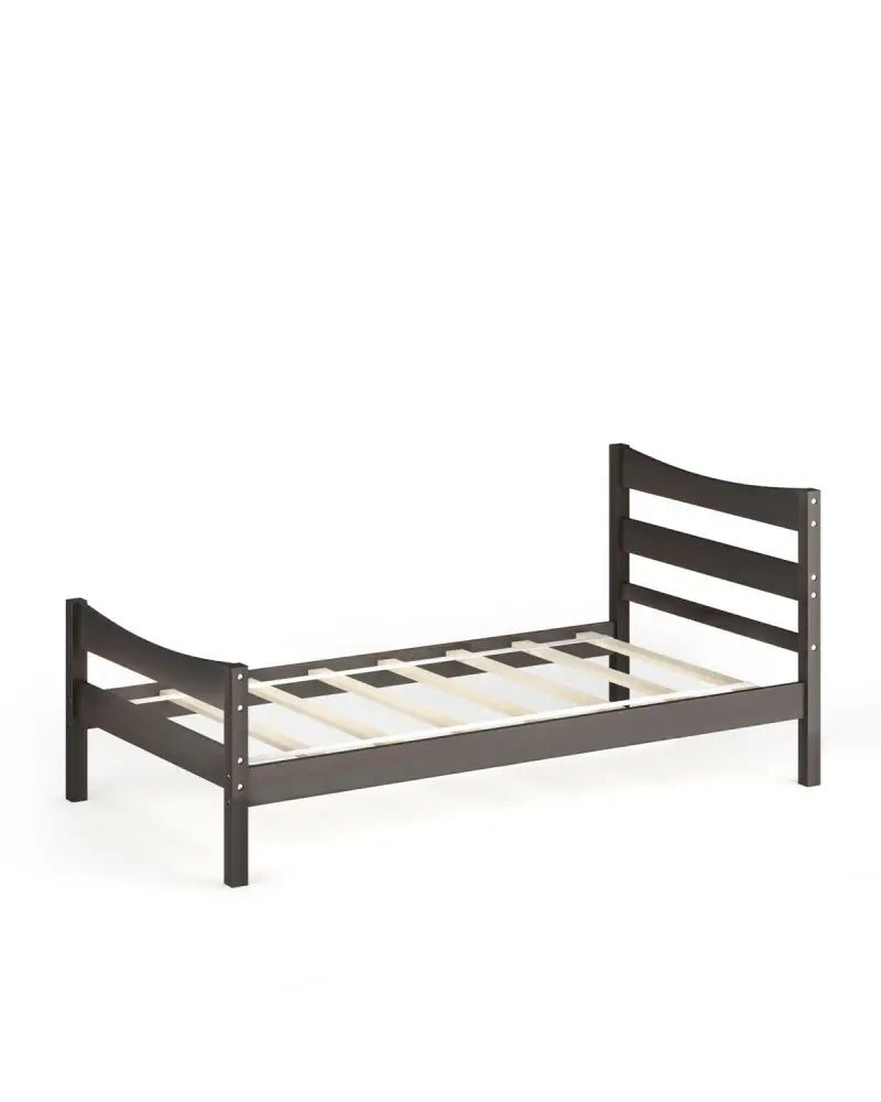 Twin Size Platform Bed Frame Foundation Slat Support -Dark Brown - Dark Brown - Simple Bed Frame