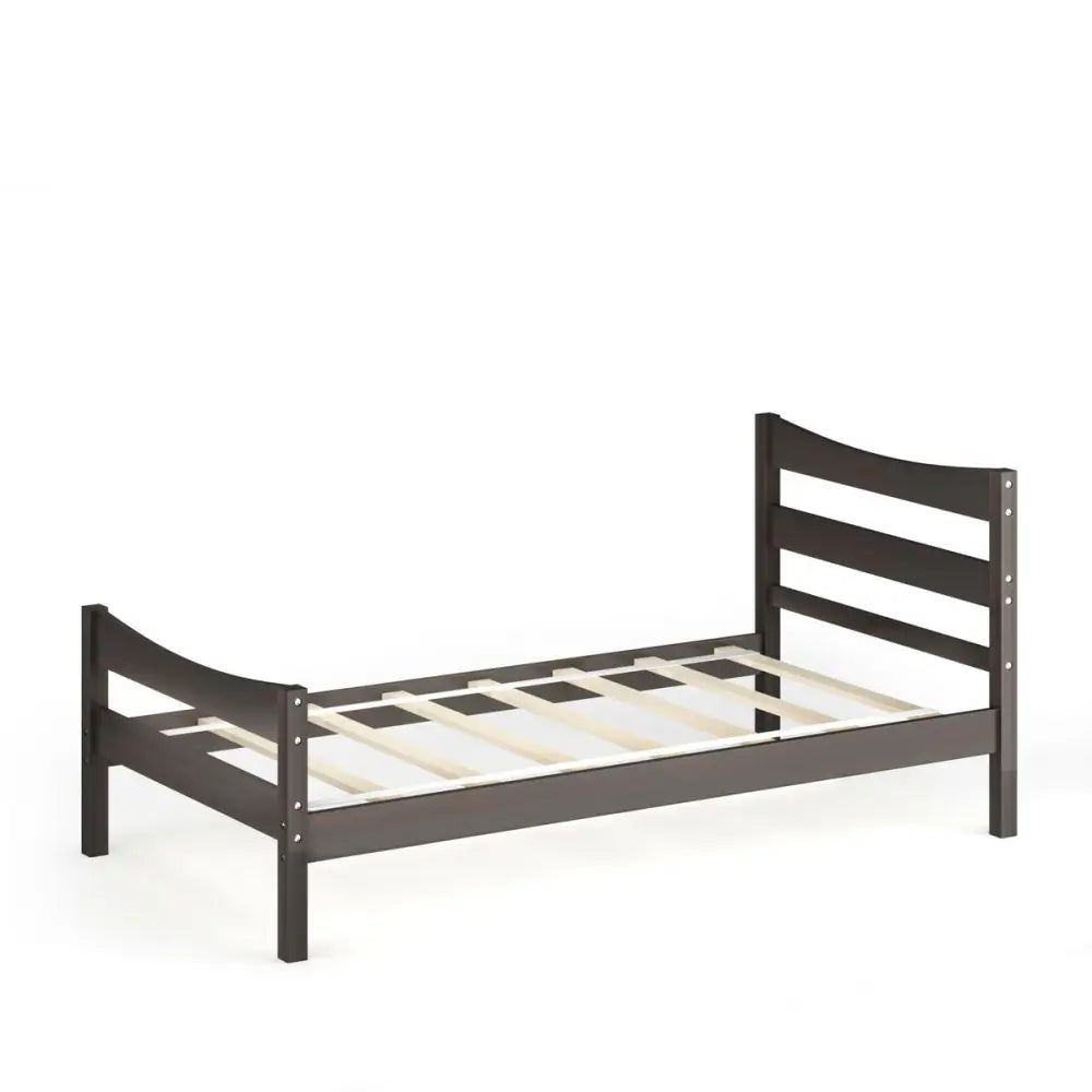 Twin Size Platform Bed Frame Foundation Slat Support -Dark Brown - Dark Brown - Simple Bed Frame