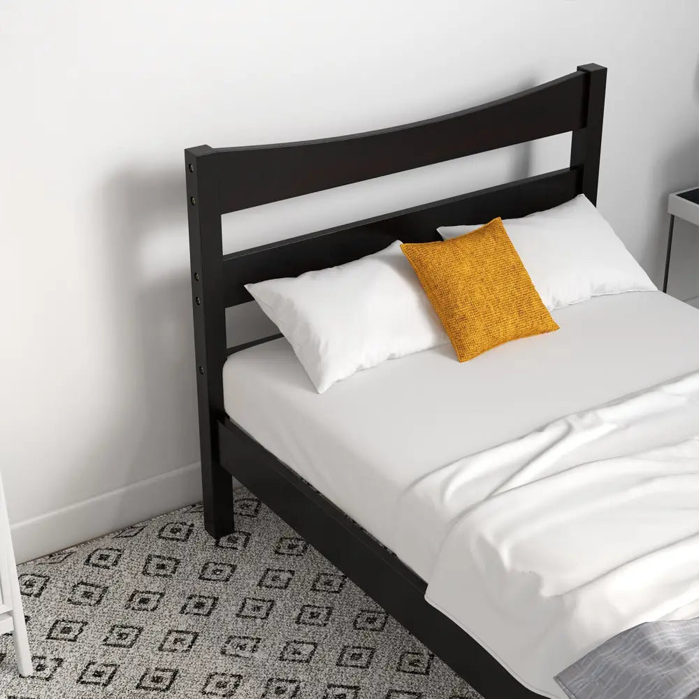 Twin Size Platform Bed Frame Foundation Slat Support -Dark Brown - Dark Brown - Simple Bed Frame