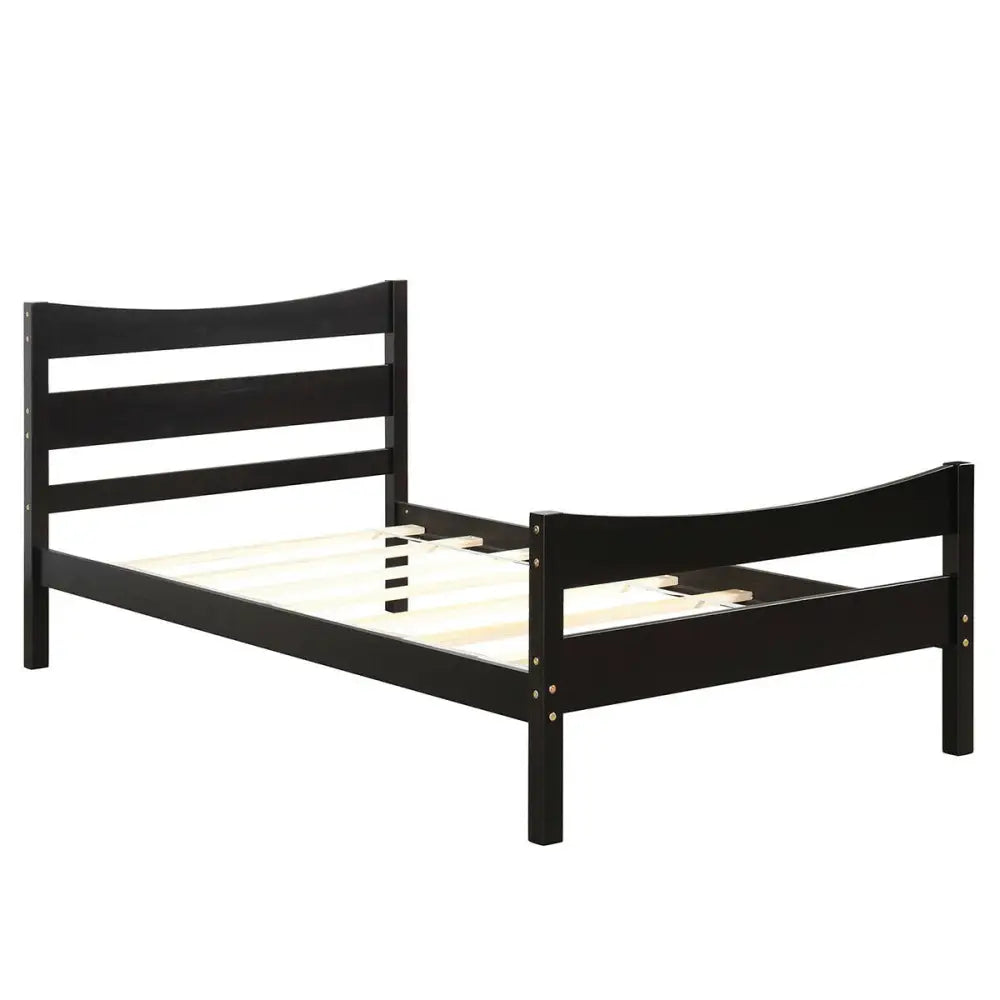 Twin Size Platform Bed Frame Foundation Slat Support -Dark Brown - Dark Brown - Simple Bed Frame