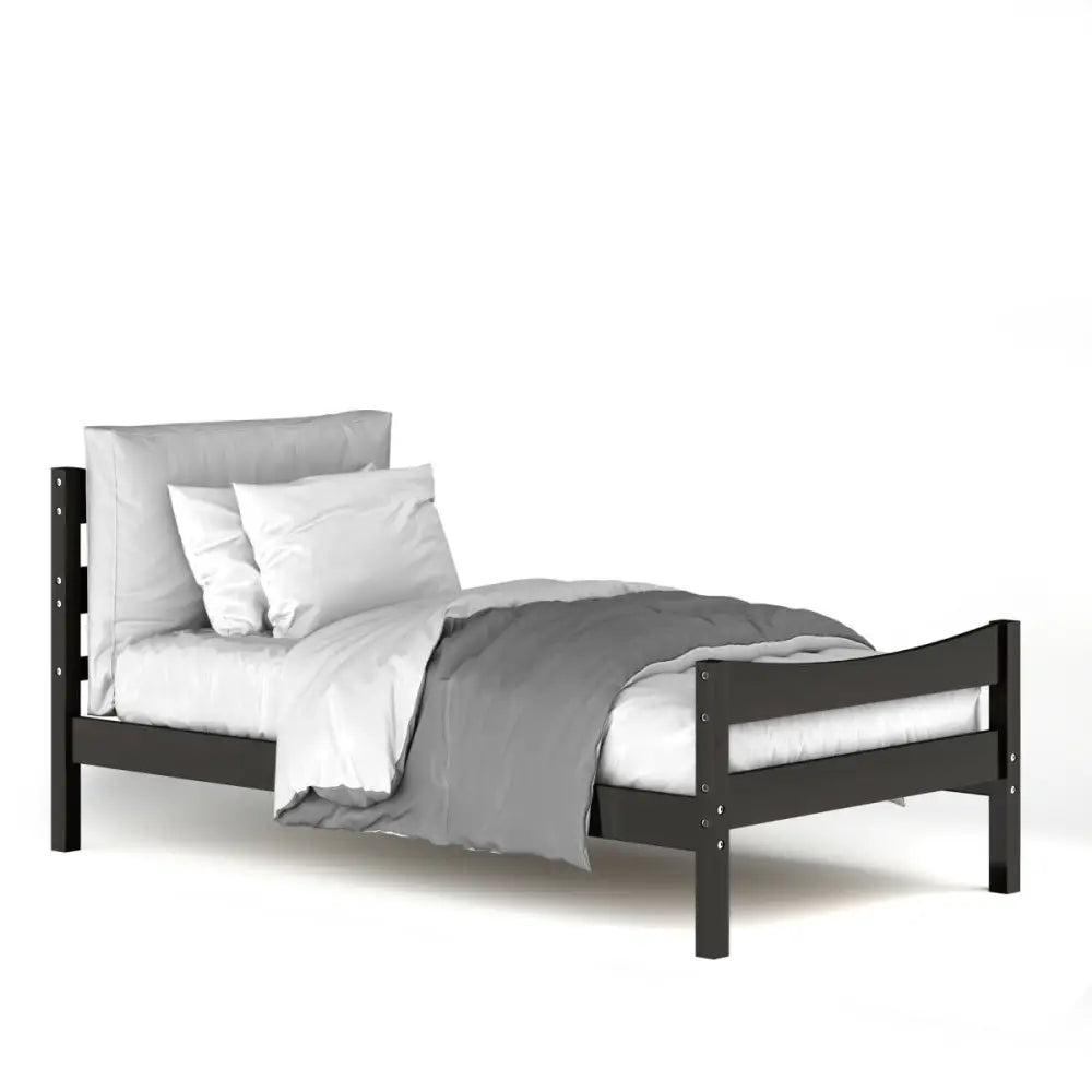 Twin Size Platform Bed Frame Foundation Slat Support -Dark Brown - Dark Brown - Simple Bed Frame