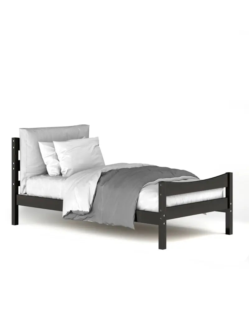 Twin Size Platform Bed Frame Foundation Slat Support -Dark Brown - Dark Brown - Simple Bed Frame