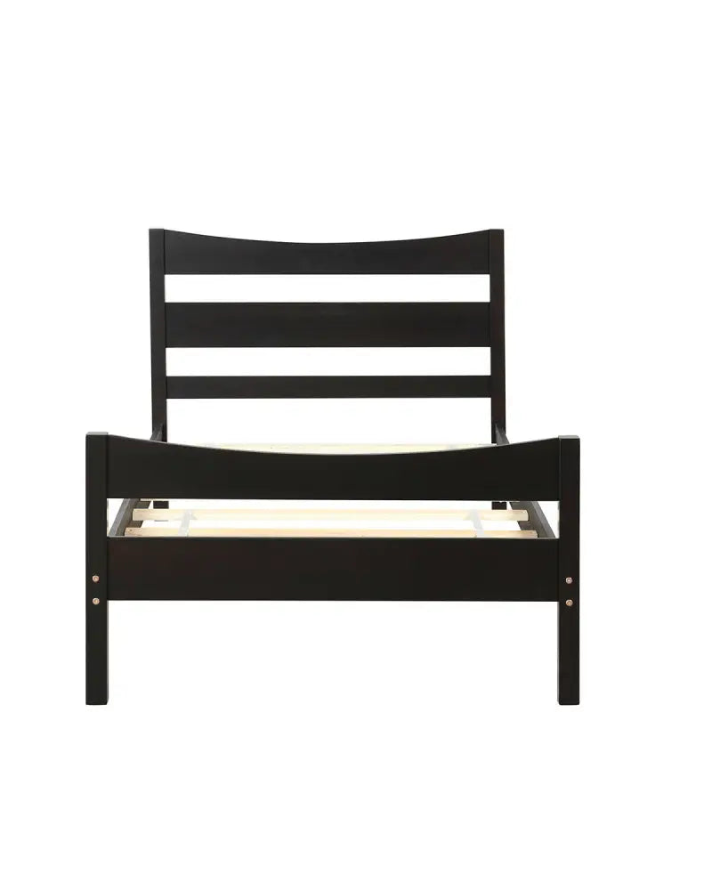 Twin Size Platform Bed Frame Foundation Slat Support -Dark Brown - Dark Brown - Simple Bed Frame