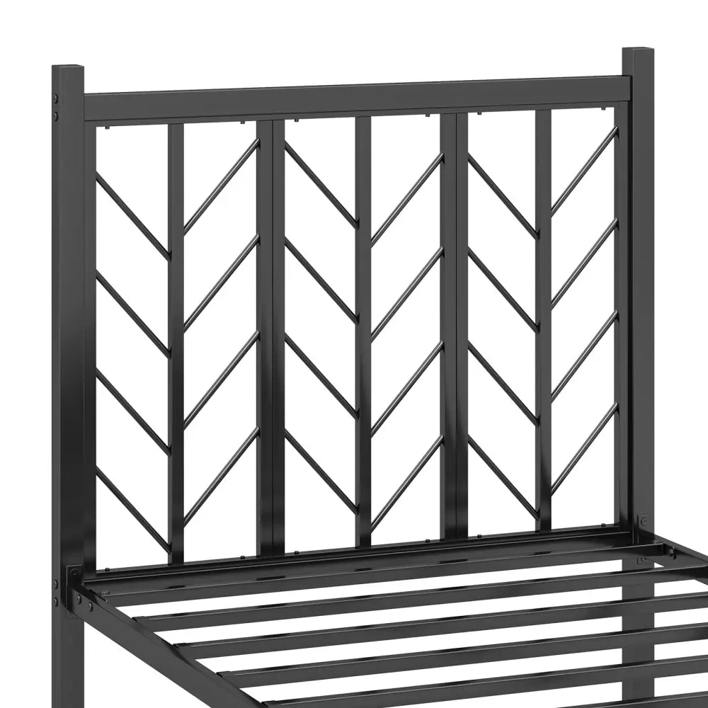 Twin Size Platform Bed with Headboard and Metal Frame-Twin Size - Black - Simple Bed Frame