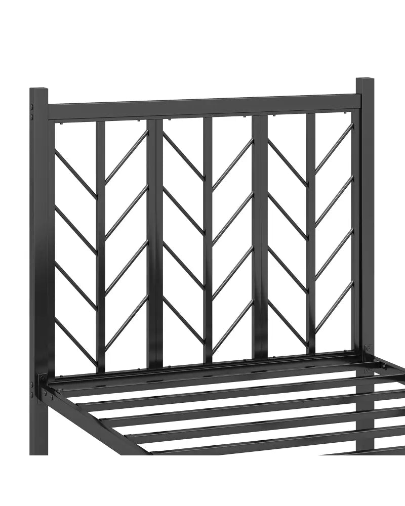 Twin Size Platform Bed with Headboard and Metal Frame-Twin Size - Black - Simple Bed Frame