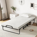 Twin Size Rollaway Guest Folding Bed with Mattress Sturdy Heavy Duty Frame - Black - Folding Beds