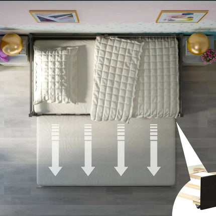 Twin Size Trundle Platform Bed Frame with Wooden Slat Support-Dark Brown - Dark Brown - Trundle Bed Frame