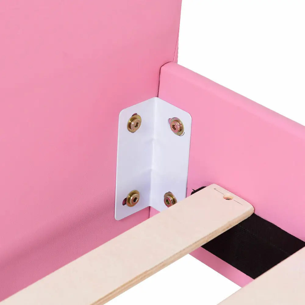 Twin Size Upholstered Platform Toddler Bed with Wood Support - Pink - Toddler Beds