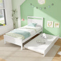 Twin Size Wooden Bed Frame with Trundle for Teens and Adults-White - White - Trundle Bed Frame