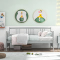 Twin Size Wooden Slats Daybed Bed with Rails-Gray - Gray - Trundle Bed Frame