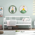 Twin Size Wooden Slats Daybed Bed with Rails-White - White - Trundle Bed Frame