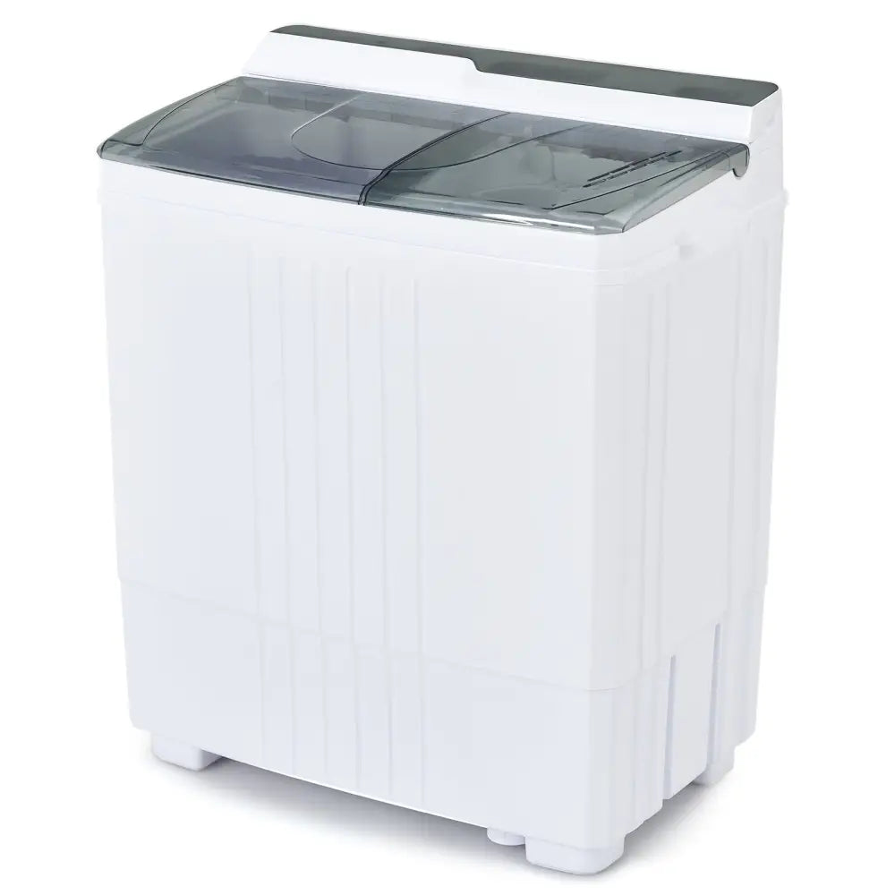 Twin Tub Portable Washing Machine with Timer Control and Drain Pump for Apartment-Gray - Gray - Washing Machines