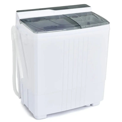 Twin Tub Portable Washing Machine with Timer Control and Drain Pump for Apartment-Gray Costway