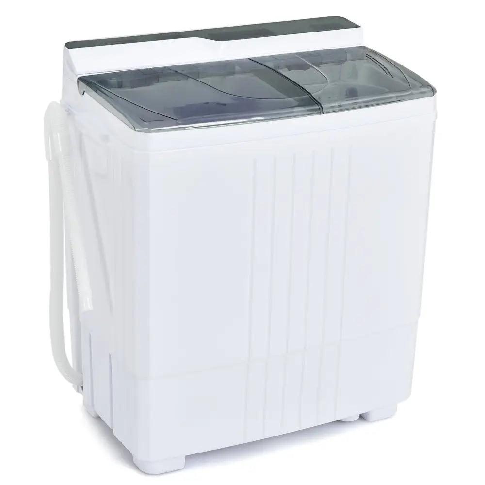 Twin Tub Portable Washing Machine with Timer Control and Drain Pump for Apartment-Gray - Gray - Washing Machines