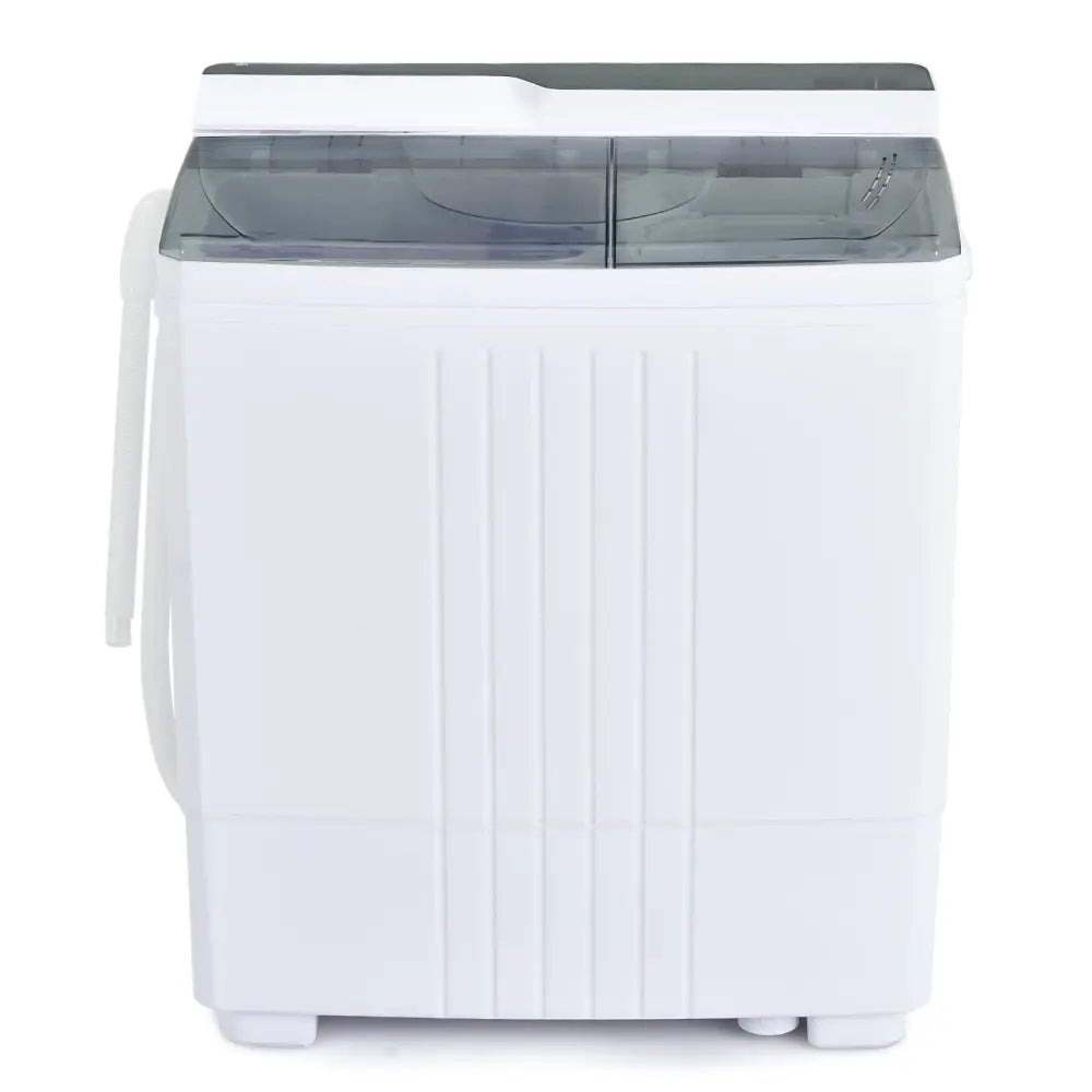 Twin Tub Portable Washing Machine with Timer Control and Drain Pump for Apartment-Gray - Gray - Washing Machines
