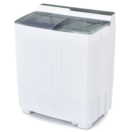 Twin Tub Portable Washing Machine with Timer Control and Drain Pump for Apartment-Gray Costway