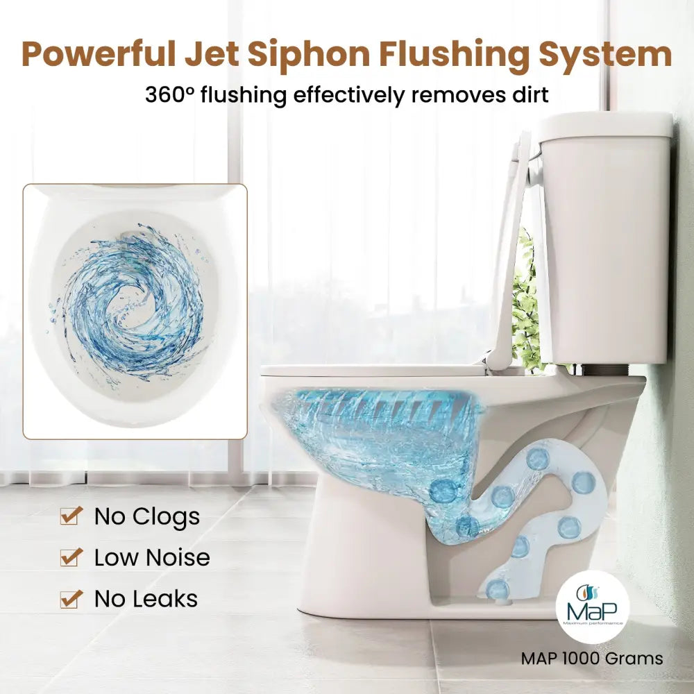 Two-Piece Round Toilet with 17.5 inch ADA Comfort Chair Height Seat - White - Toilet