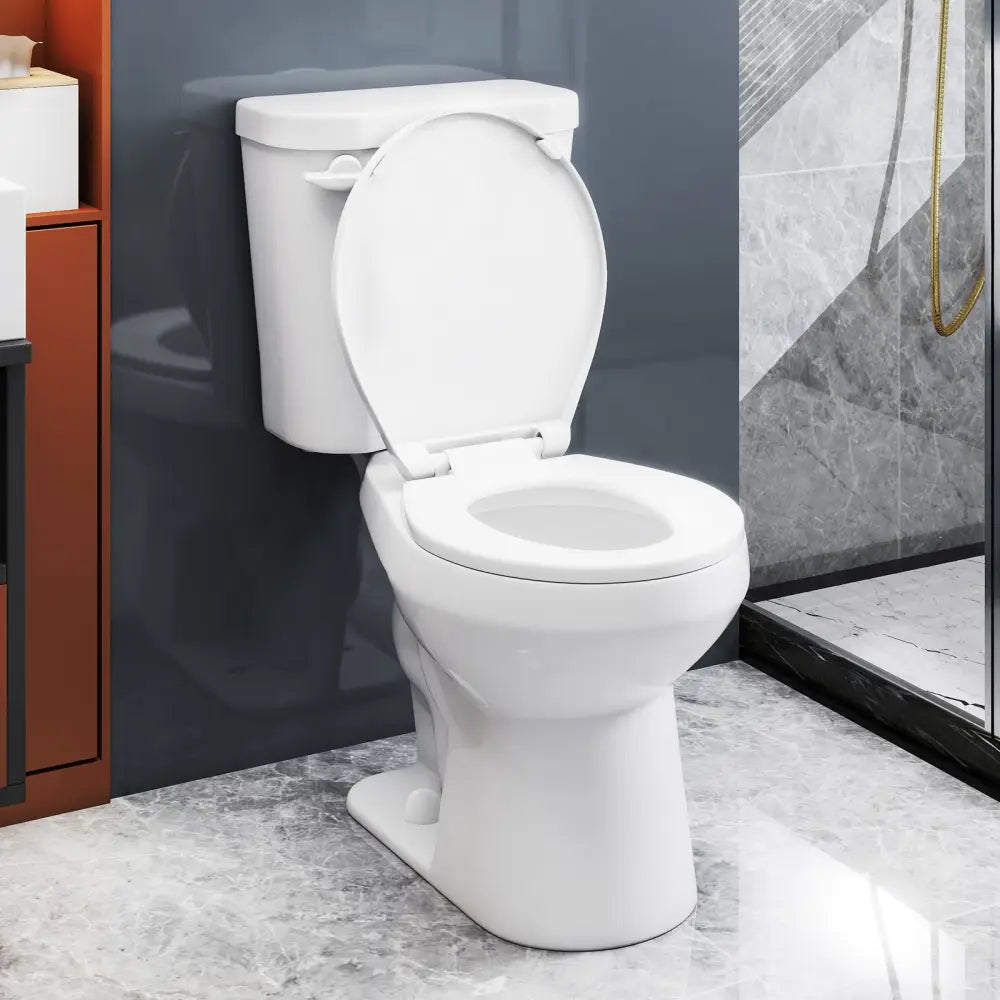 Two-Piece Round Toilet with 17.5 inch ADA Comfort Chair Height Seat - White - Toilet