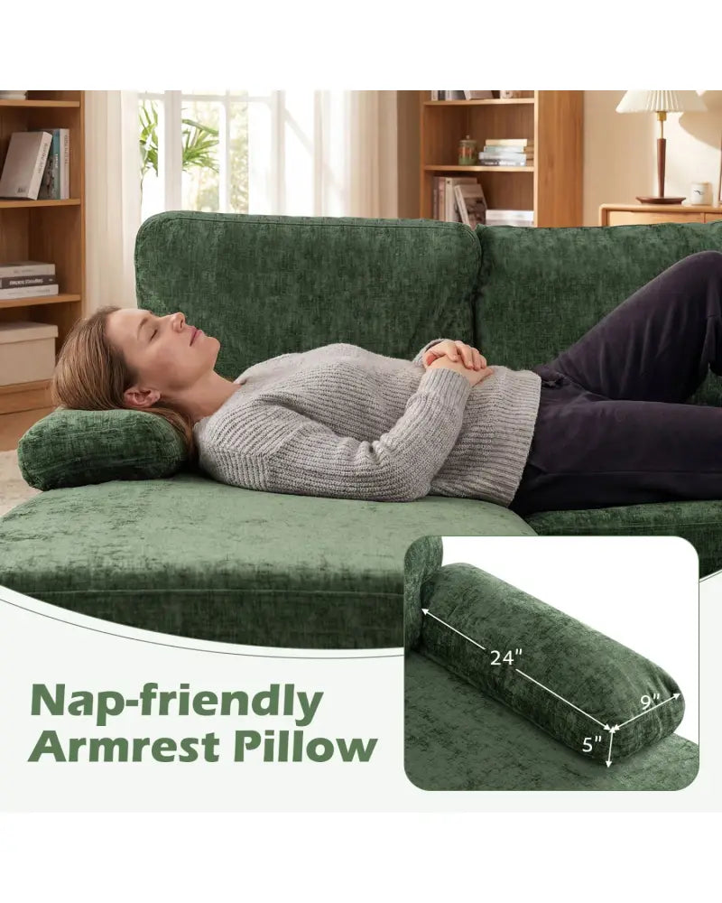 U-shaped Sectional Couch with Double Chaise for Living Room-Green - Green - Sofas & Loveseats