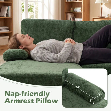 U-shaped Sectional Couch with Double Chaise for Living Room-Green - Green - Sofas & Loveseats