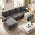 U-shaped Sectional Couch with Double Chaise for Living Room-Grey - Gray - Sofas & Loveseats