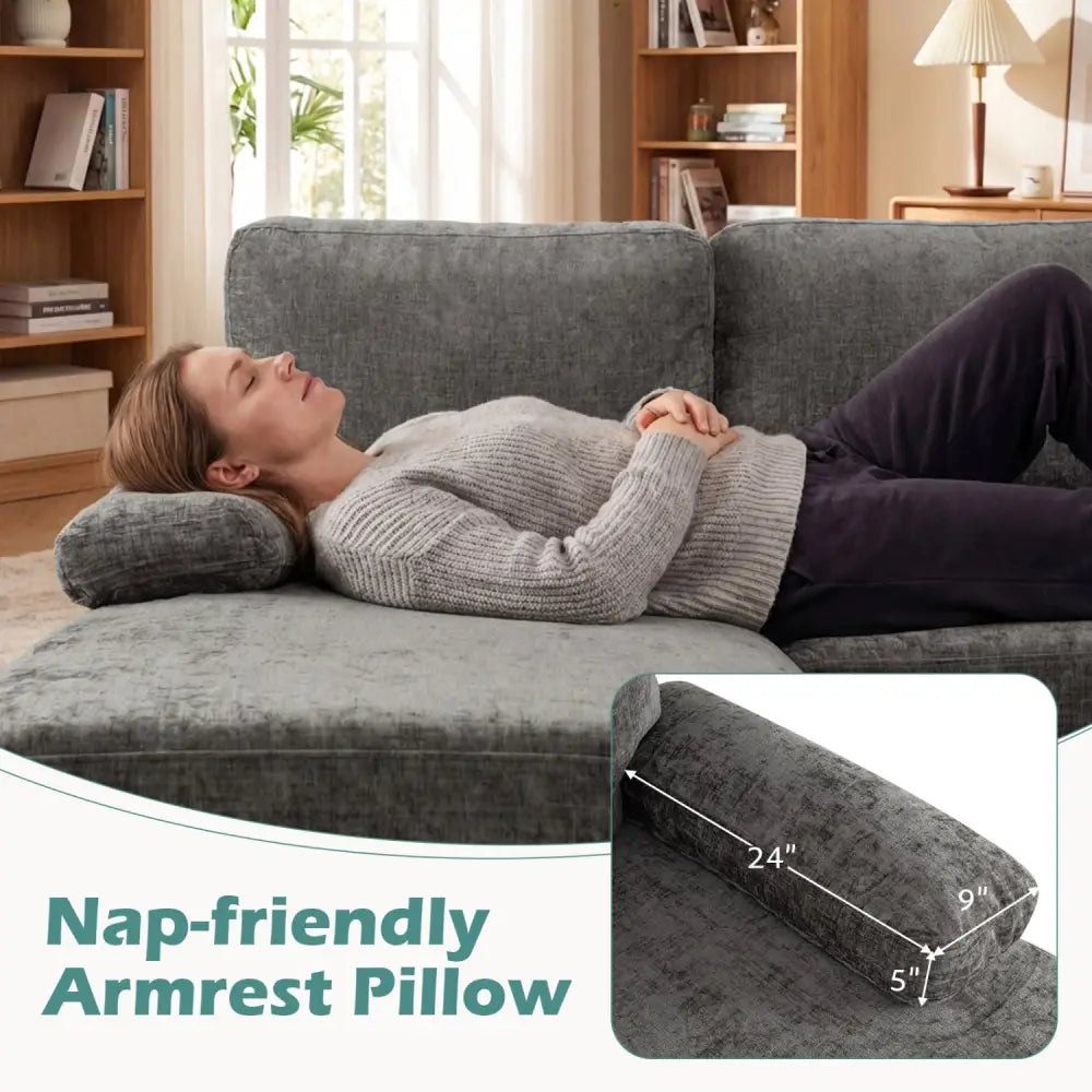 U-shaped Sectional Couch with Double Chaise for Living Room-Grey - Gray - Sofas & Loveseats