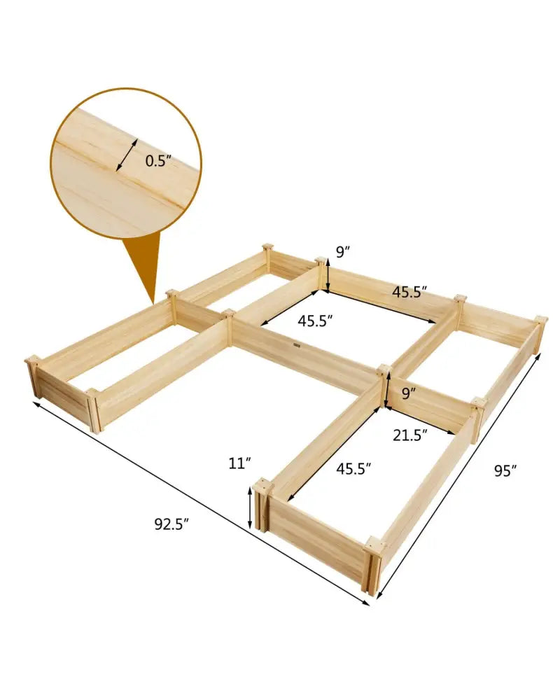 U-Shaped Wooden Garden Raised Bed for Backyard and Patio-Natural - Natural - Raised Garden Beds