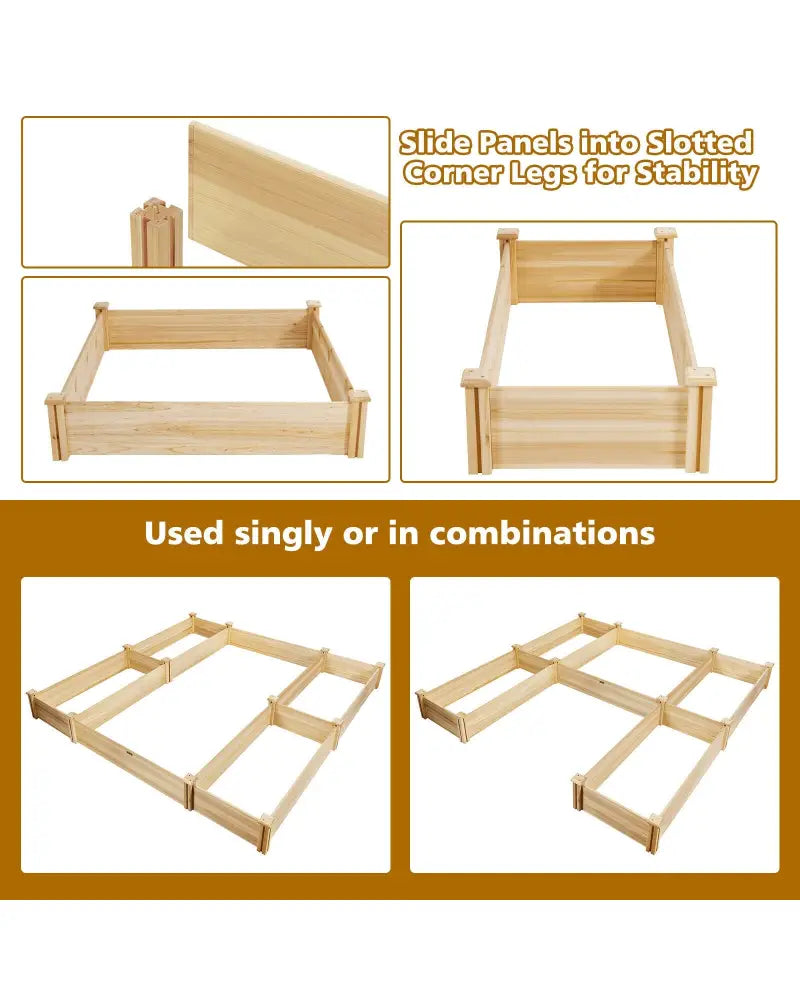 U-Shaped Wooden Garden Raised Bed for Backyard and Patio - Natural - Raised Garden Beds
