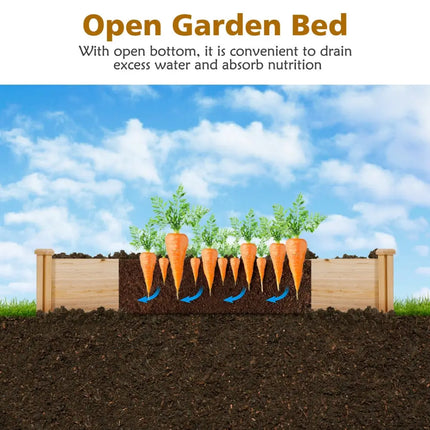 U-Shaped Wooden Garden Raised Bed for Backyard and Patio - Natural - Raised Garden Beds