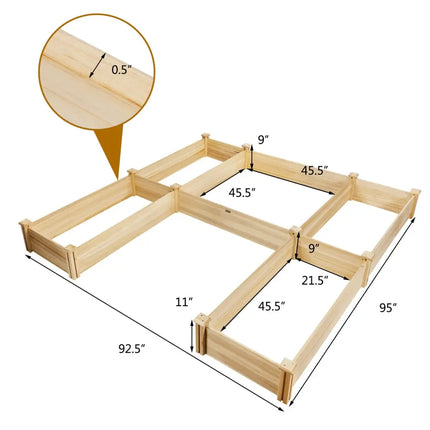 U-Shaped Wooden Garden Raised Bed for Backyard and Patio - Natural - Raised Garden Beds