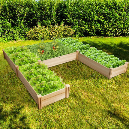 U-Shaped Wooden Garden Raised Bed for Backyard and Patio - Natural - Raised Garden Beds