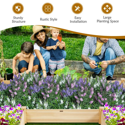 U-Shaped Wooden Garden Raised Bed for Backyard and Patio - Natural - Raised Garden Beds